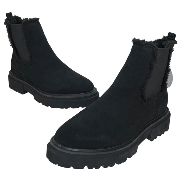 Steven NY by Steve Madden Suede Water Resistant Lug Sole Booties - Picture 3 of 7